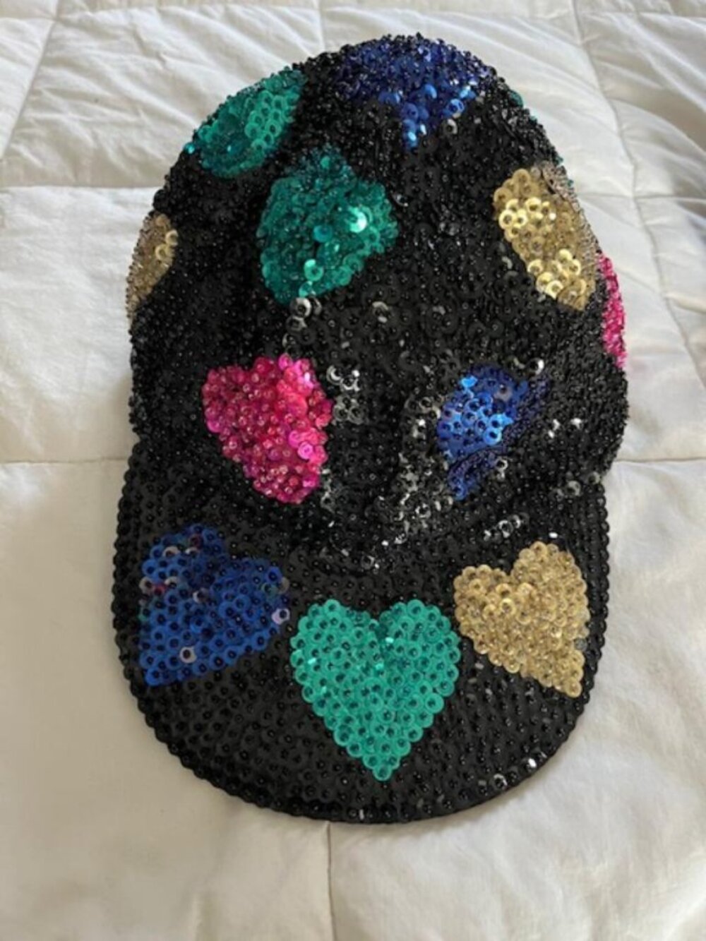 Sequins & Beaded Multicolor Heart Design Cap with Partial Tag/NEVER WORN